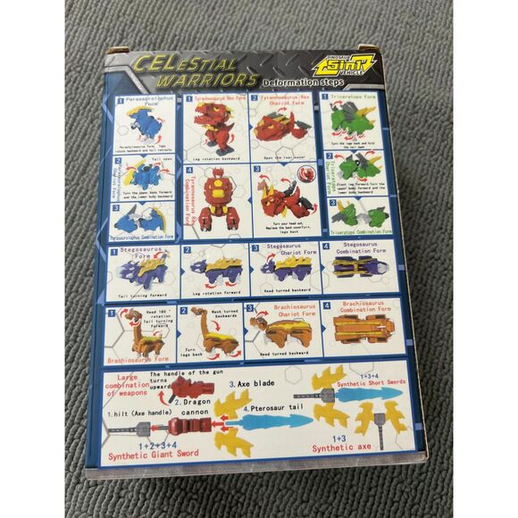 Celestial Warriors 5 in 1 Transforming Dinosaur Robot 8" Dino Combiner Figure - Picture 2 of 2